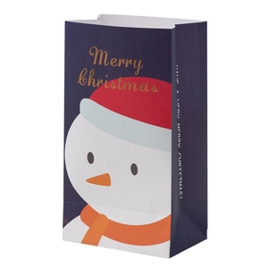 Bolsa de regalo de papel navideño con lindo diseño de muñeco de nieve para empaquetar