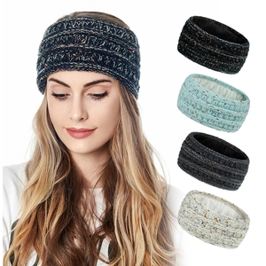 Gros plan du bandeau en maille d'hiver avec doublure polaire chaude et mouchetures