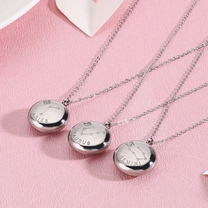 Trois colliers zodiaque en acier inoxydable argenté avec pendentifs Bélier Taureau Gémeaux
