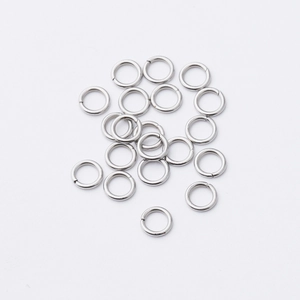Macro shot of 304 stainless steel silver jump rings for DIY jewelry making and crafting