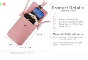 Pink PU leather crossbody phone bag with rabbit ear flap and snap closure detail