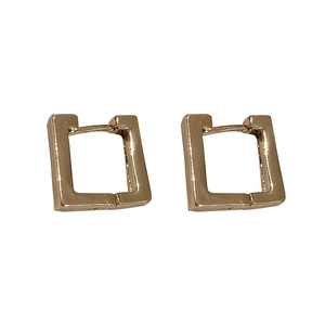 Minimalist gold-plated square geometric hoop earrings with a sleek polished finish