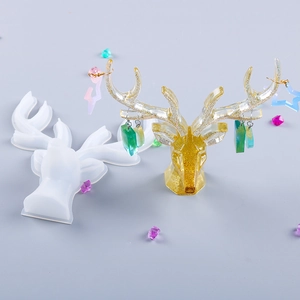 Macro detail of silicone deer antler mold for resin casting and DIY jewelry storage