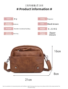 Tableau des tailles détaillé du petit sac bandoulière en cuir PU avec dimensions