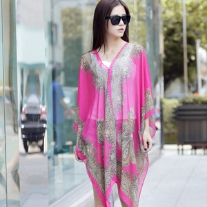 Women Chiffon Shawl Scarf Paisley Print Lightweight Sun Protection Beach Cover Up Bohemian Style Vintage