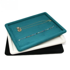 Microfiber velvet jewelry trays for displaying necklaces and bracelets in three colors