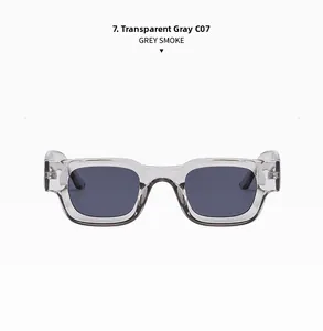 Front view of C07 rectangle sunglasses with grey smoke frames and dark grey lenses