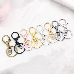Assorted metallic keychain ring and lobster clasp sets in eight polished color finishes