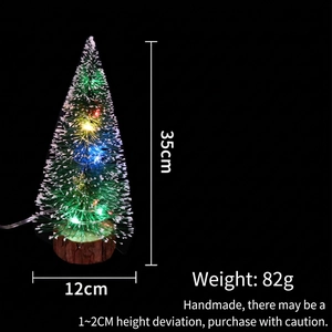 Mini LED snowy cedar Christmas tree on wood base with 35cm height specifications