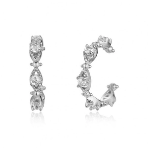Elegant 18k gold plated hoop earrings with cubic zirconia stones in a minimalist style