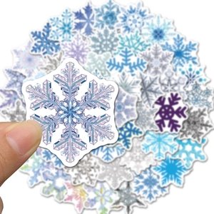 50pcs waterproof watercolor snowflake window stickers for Christmas home decor