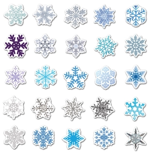 Set of 50 waterproof Christmas snowflake window stickers in blue and silver styles
