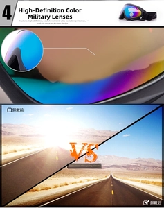 Detailed view of HD polarized ski goggles lens showing anti-scratch and UV protection layer