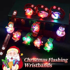 Luminous Christmas wristbands featuring Santa, Snowman, and Tree for festive holiday decoration