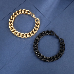Gold and black titanium steel Cuban link chains with lobster clasps for men