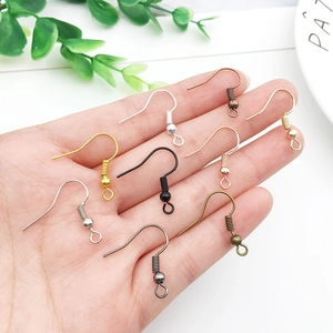 DIY jewelry making supplies featuring colorful metal earring hooks with ball beads
