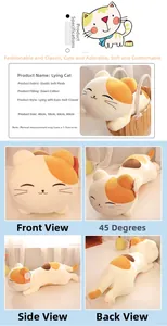Detail view of plush cat pillows in four sizes with elastic soft velvet and down cotton