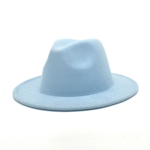 Fedora Hat Wide Brim Wool Felt Solid Color Retro Jazz Style Unisex Classic Autumn Winter Accessory