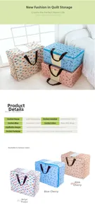 Detail of 600D Oxford cloth quilt storage bag with wide handle and clear window