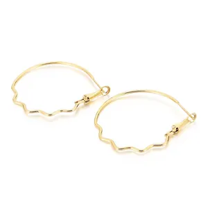 Wavy Edge Hoop Earrings Large Stainless Steel Chic Minimalist Exaggerated Round Ear Rings For Women