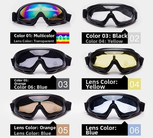 Six lens options for X400 outdoor goggles including multicolor, clear, and tinted finish