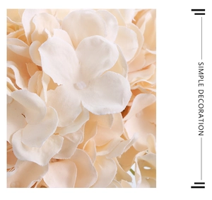 Macro shot of realistic champagne silk hydrangea petals with delicate fabric texture