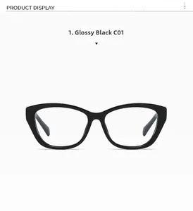Close-up of bright black cat eye glasses frames with a high-gloss polished finish