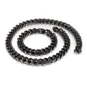 Collier Et Bracelet Homme Chaîne Cubaine Acier Inoxydable Hip Hop Punk Bijoux Streetwear Accessoire