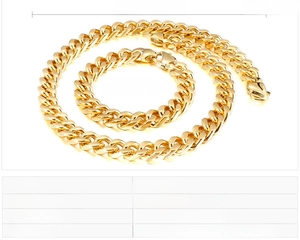 Spécifications de taille pour l'ensemble collier et bracelet à mailles gourmette dorées