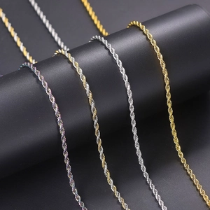 Stainless Steel Rope Chain Necklace Hip Hop Minimalist Fashion Jewelry For Men And Women Durable Vacuum Plated Link