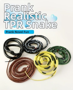 Detailed view of realistic TPR rubber snakes showing various textures and scale patterns