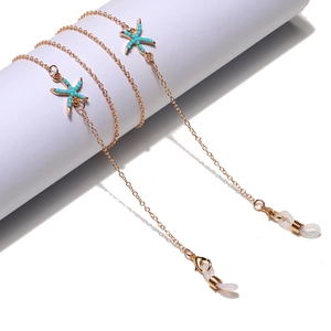 Starfish Turquoise Eyeglass Chain Metal Gold Non-Slip Glasses Mask Lanyard Ocean Style Summer Jewelry For Women
