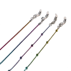 Colorful stainless steel beaded eyewear chains with anti-slip silicone loops in four styles