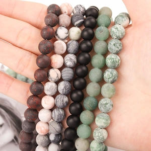 Frosted natural agate and aventurine stone beads in various colors for DIY jewelry making