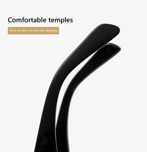 Detail of comfortable black temples on retro sunglasses showing non-slip ergonomic curve
