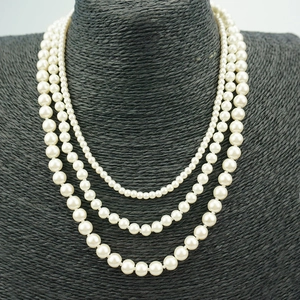 Elegante Collar De Perlas Artificiales Artificiales De Varias Capas Multicadena Cierre De Aleación Para Mujer Joyería De Moda