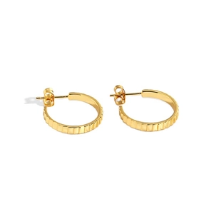 Exaggerated golden checkered earrings with 925 silver needles for sensitive ears