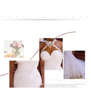 Dettagli dell'abito da sposa a sirena in pizzo bianco con scollo all'americana e perline