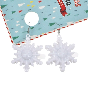 Luminous LED snowman earrings with white snowflake design for festive Christmas season