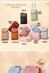 Vertical multi-color crossbody phone purses with zipper and adjustable straps