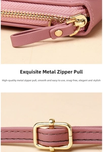 Detailed close-up of pink leather phone bag showing precise stitching and gold metal hardware