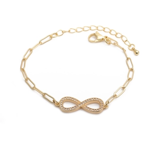 Infinity Symbol Bracelet Copper Zircon Micro Pave Hip Hop Fashion Adjustable Paperclip Chain Jewelry For Women