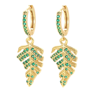 Mode Kupfer Creolen Mit Zirkonia Ahornblatt Anhänger Gold Silber Vergoldet Übertriebene Blatt Tropfen Ohrringe Für Damen Party Schmuck