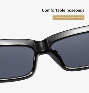 Detail of integrated nose pads on black vintage square sunglasses for comfort