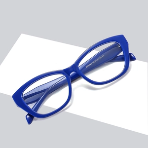 Deep blue cat-eye anti-blue light glasses frame with full rim design for women and men