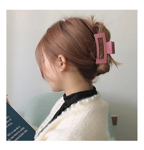 Korean matte hair claw clip geometric rectangular pink hair catch for women elegant styling