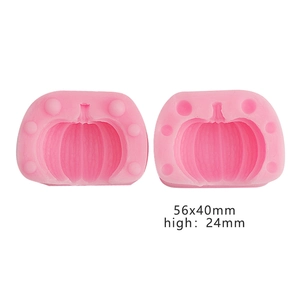 Detail view of pink silicone pumpkin mold with 56x40mm dimensions for 3D DIY baking