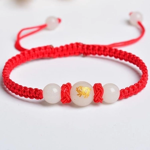 Handmade red braided cord bracelet with luminous pig bead for zodiac fashion gifts