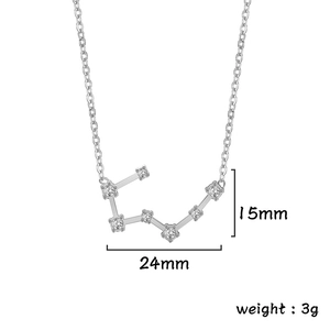 Dimensions détaillées pour collier zodiaque argenté avec pendentif en cristal