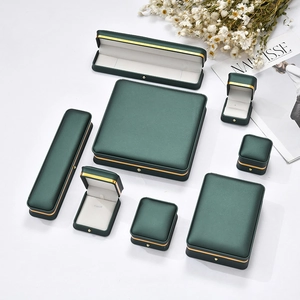 Luxury Jewelry Box PU Leather Gold Edge For Ring Necklace Bracelet Earring Pendant Gift Packaging Display Case